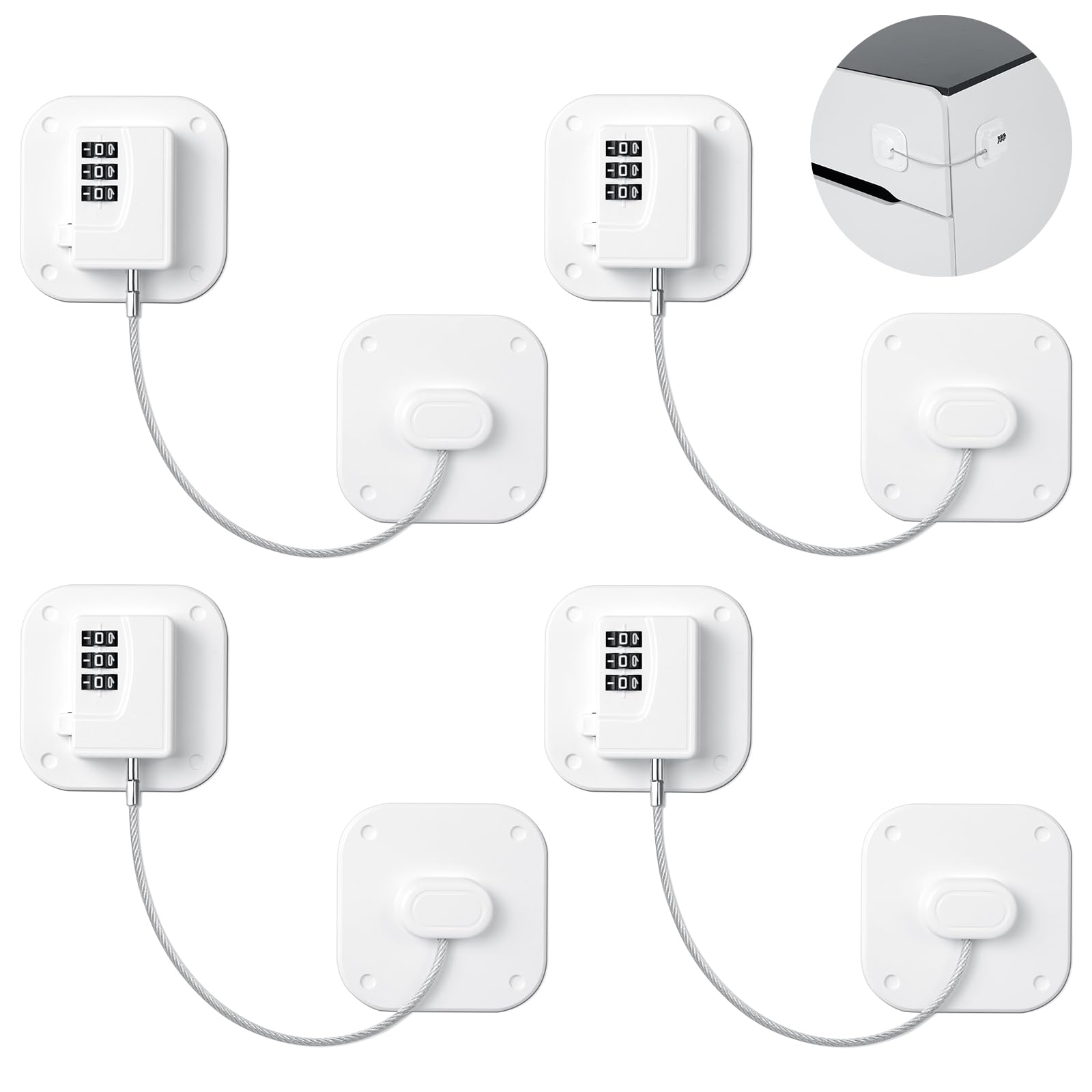 AiQInu Kühlschrank Schlos Ohne Bohren, Kindersicherung Schranksicherung mit Digitalem Passwort, Fenster Sicherungen Kinder, FüR Kühlschränke, Waschmaschinen, Schränke, Fenster（4PCS)