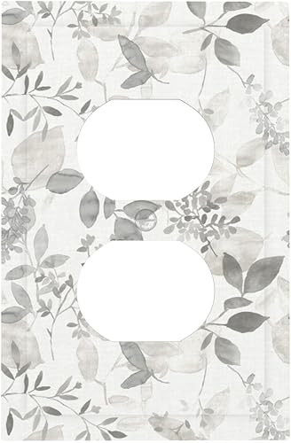 Miniatura 113 de Placa de pared dúplex de receptáculo de dispositivo de 1 gang de madera envejecida blanca gris con veta de tablón, cubierta de enchufe eléctrico de