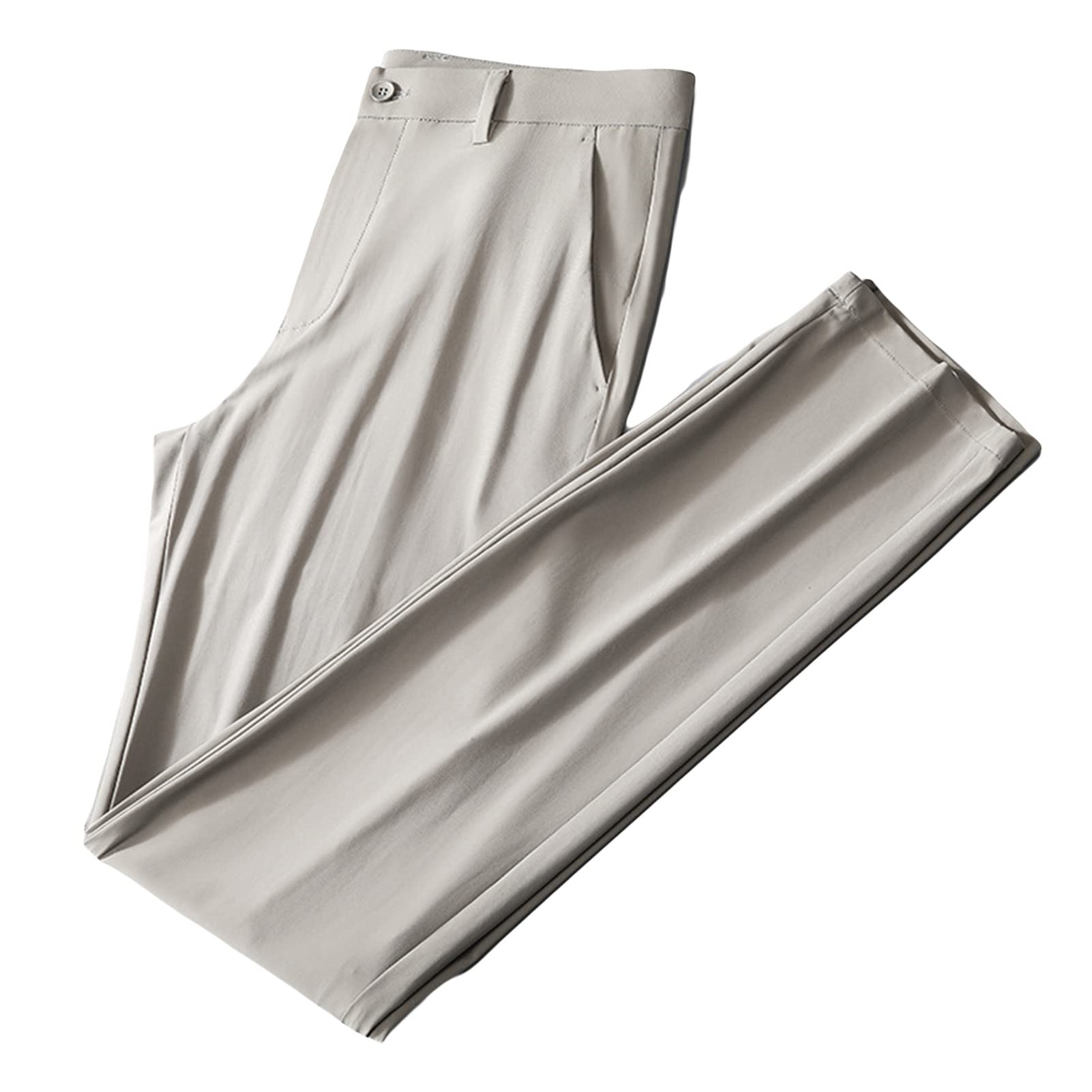 Maiyifu-GJ Men's Slim Fit Stretch Pant Summer Casual Tapered Suit Pant Lightweight Wrinkle Resistant Business Trousers (Khaki,38)