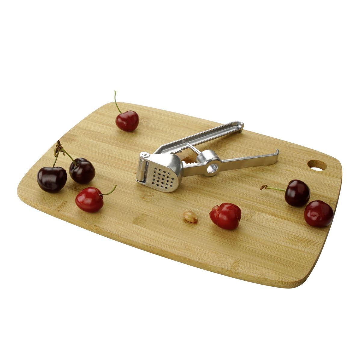Fackelmann Prensa ajos Profesional Manual para machacar o prensar Jengibre y Patata-Cascanueces-Deshuesador de Aceitunas o Cerezas, Aluminio, 15,5x5x3cm