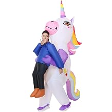 Poptrend Inflatable Unicorn Costume for Adult - Funny Halloween Blow-Up Costume Men & Women Full Body Suit for Christmas Party, Carnival & Cosplay