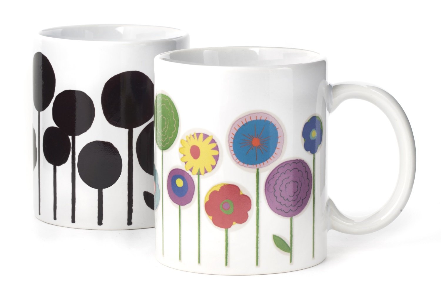 Kikkerland Morph Mug Flowers, Porcelain, Green, 8x9.5x12 cm