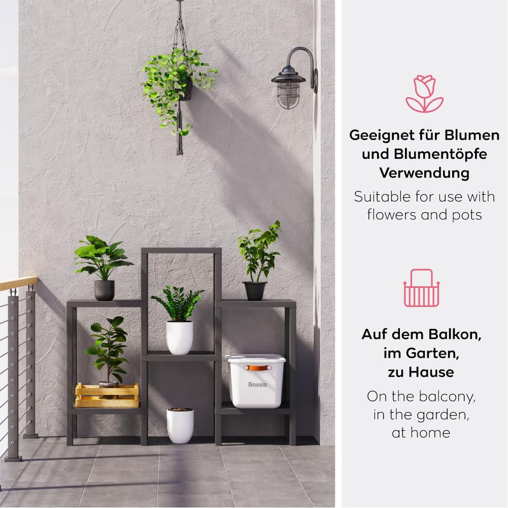 sugodesign OMBEG 6-stufiges Regal, Flexibles Standregal oder Beistellregal, Kunststoff, 10 kg Tragkraft pro Ebene, Werkzeuglose Montage, für Bad, Küche, Büro (weiß)