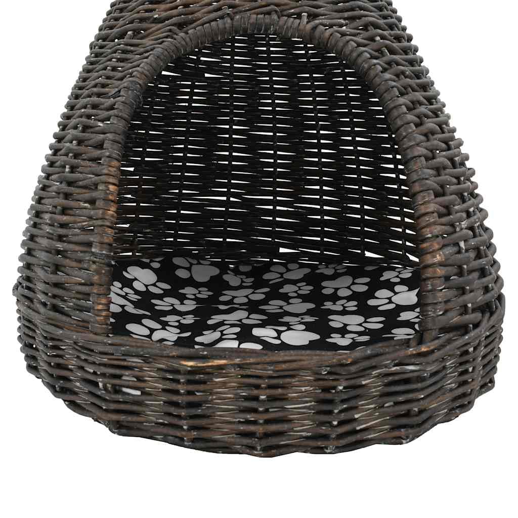 Casetta per gatti con cuscino grigio 40 x 60 cm Tipi di vimini