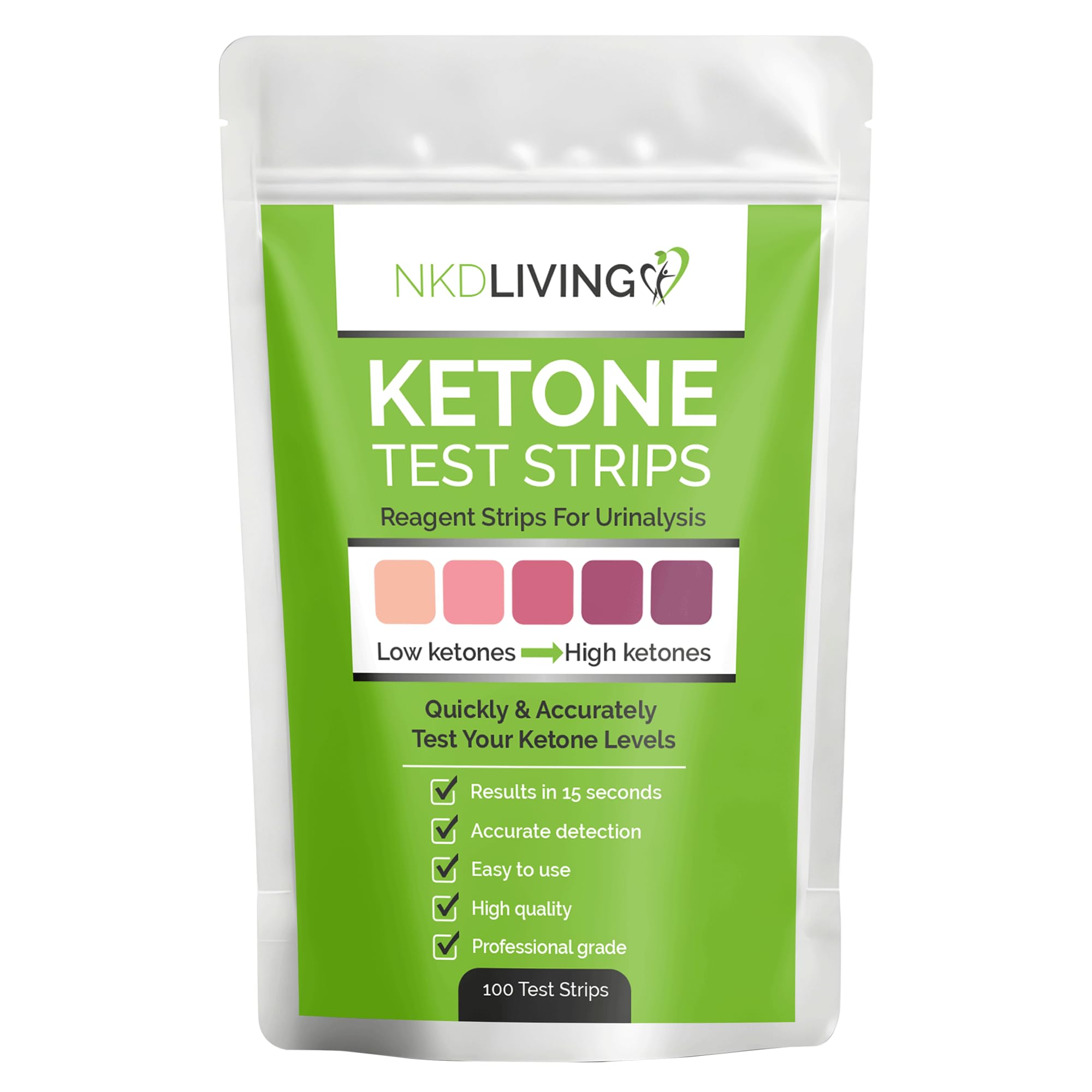 Ketone Test Strips (100 Strips) - Accurate Detection of Ketones in Urine