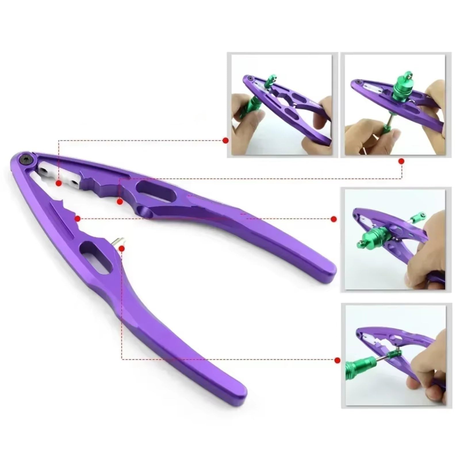Genérico Alicates Amortiguadores Clip Cabeza Bola Herramienta Universal Metal 6 En 1 para 1/8-1/10 Coche Trepador Control Remoto Reparación Modificar Piezas AM-190031 Piezas Coche RC