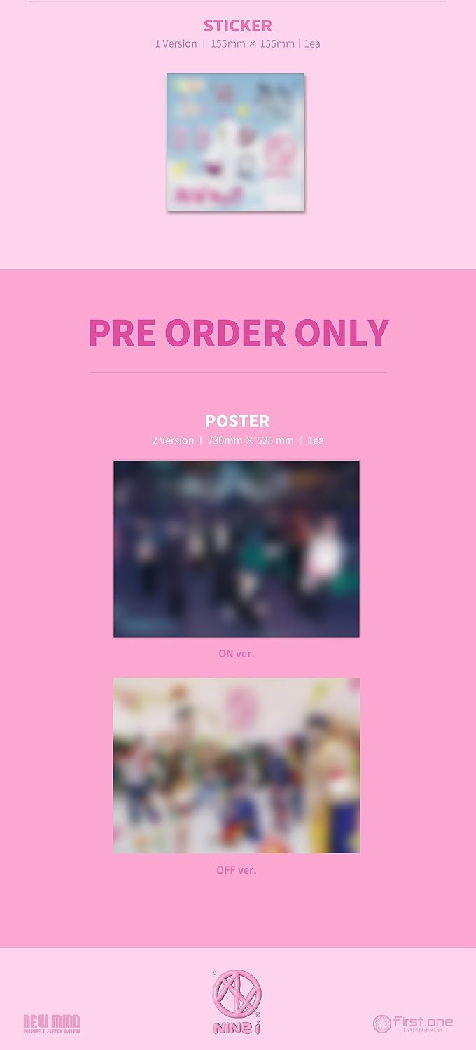 NINE.i NEW MIND 3rd Mini Album CD+1p Poster+108p PhotoBook+2p PhotoCard+1p PostCard+1ea Sticker+Tracking Sealed
