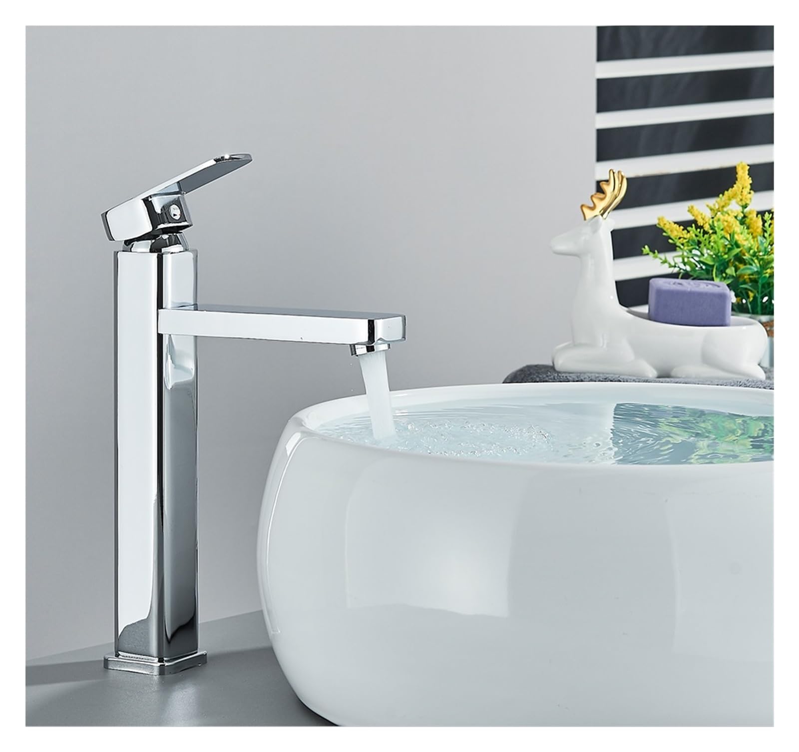 Robinet d'eau chaude et froide pour lavabo haut éliminant les éclaboussures