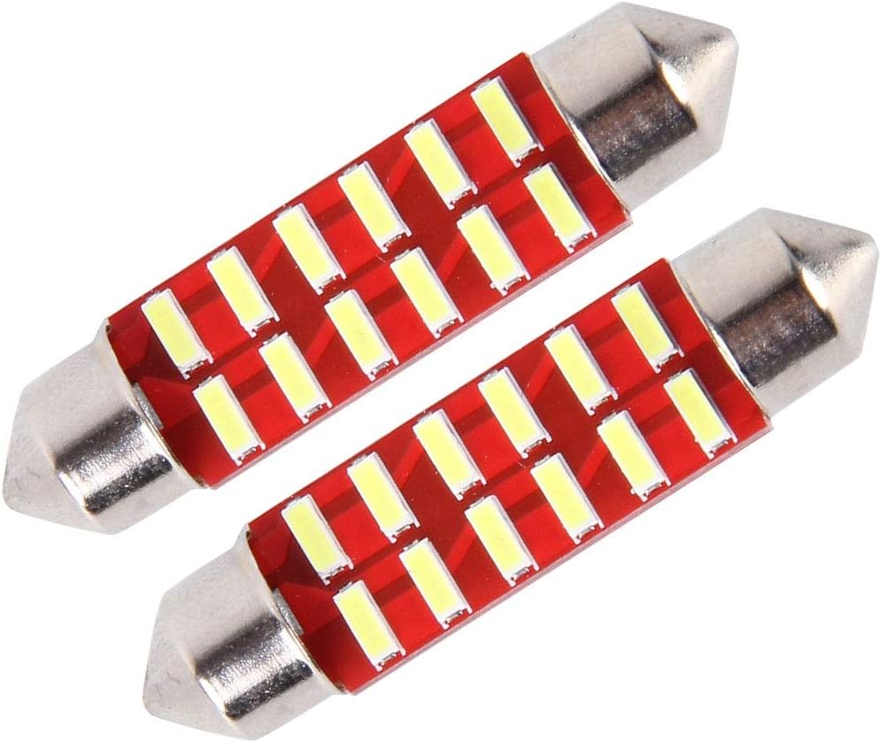 QGT Car Dome Lights 2 PCS DC 12V 2W 39MM 4014 Bicuspid Port