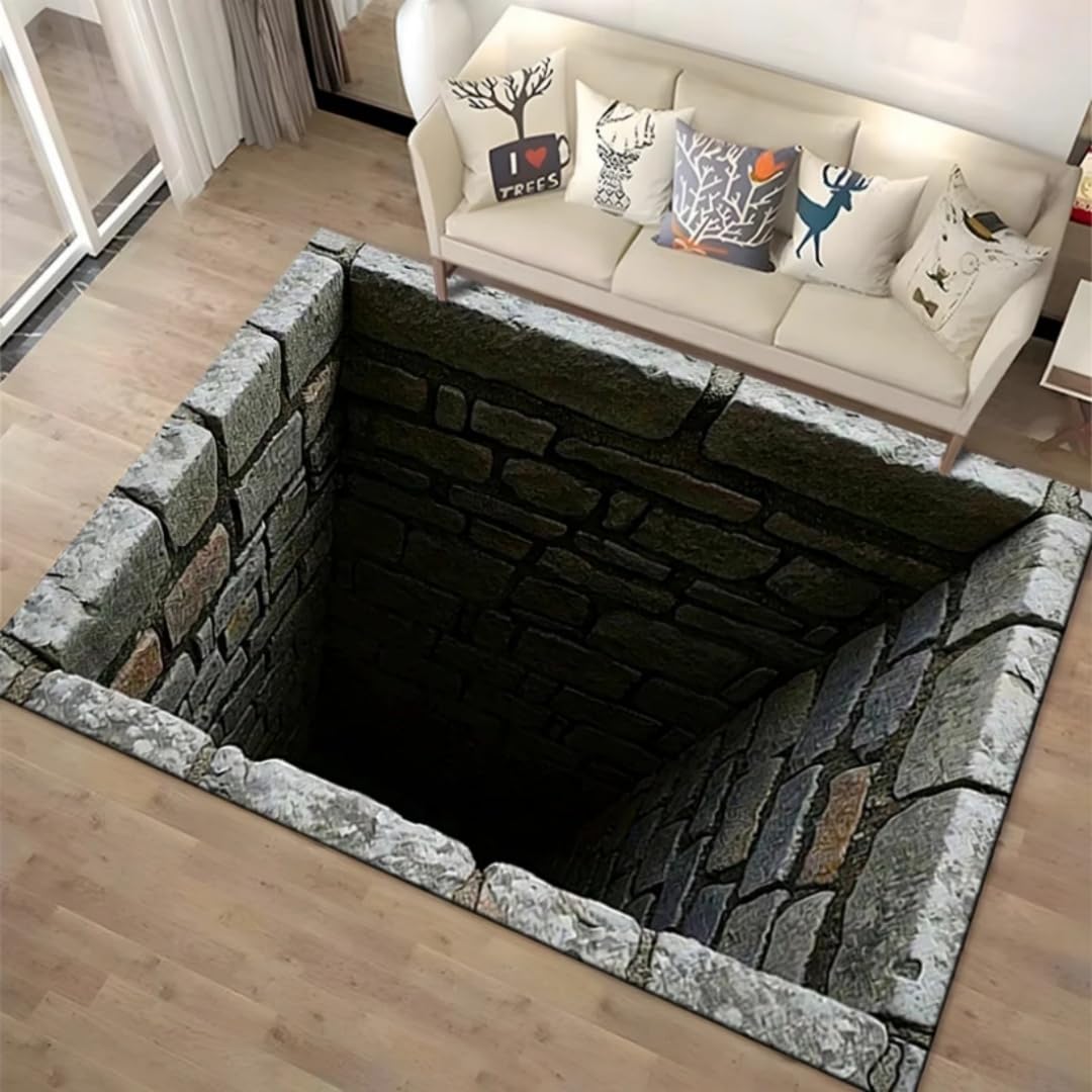 Tapis 3D illusion optique crocodile pour salon et chambre d'enfant fantastique