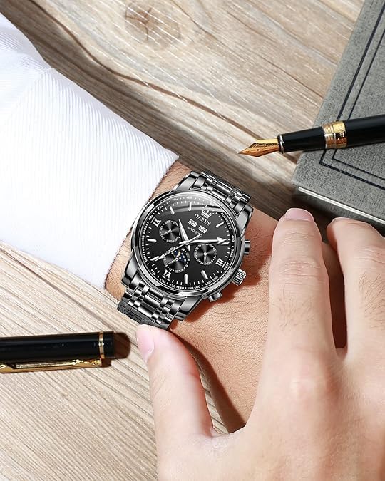 OLEVS Mens Automatic Watches Skeleton Tourbillon Mechanical Self Winding Black Luxury Dress Wrist Watch Moon Phase Day Date Waterproof Luminous Watch Gifts - Image 2