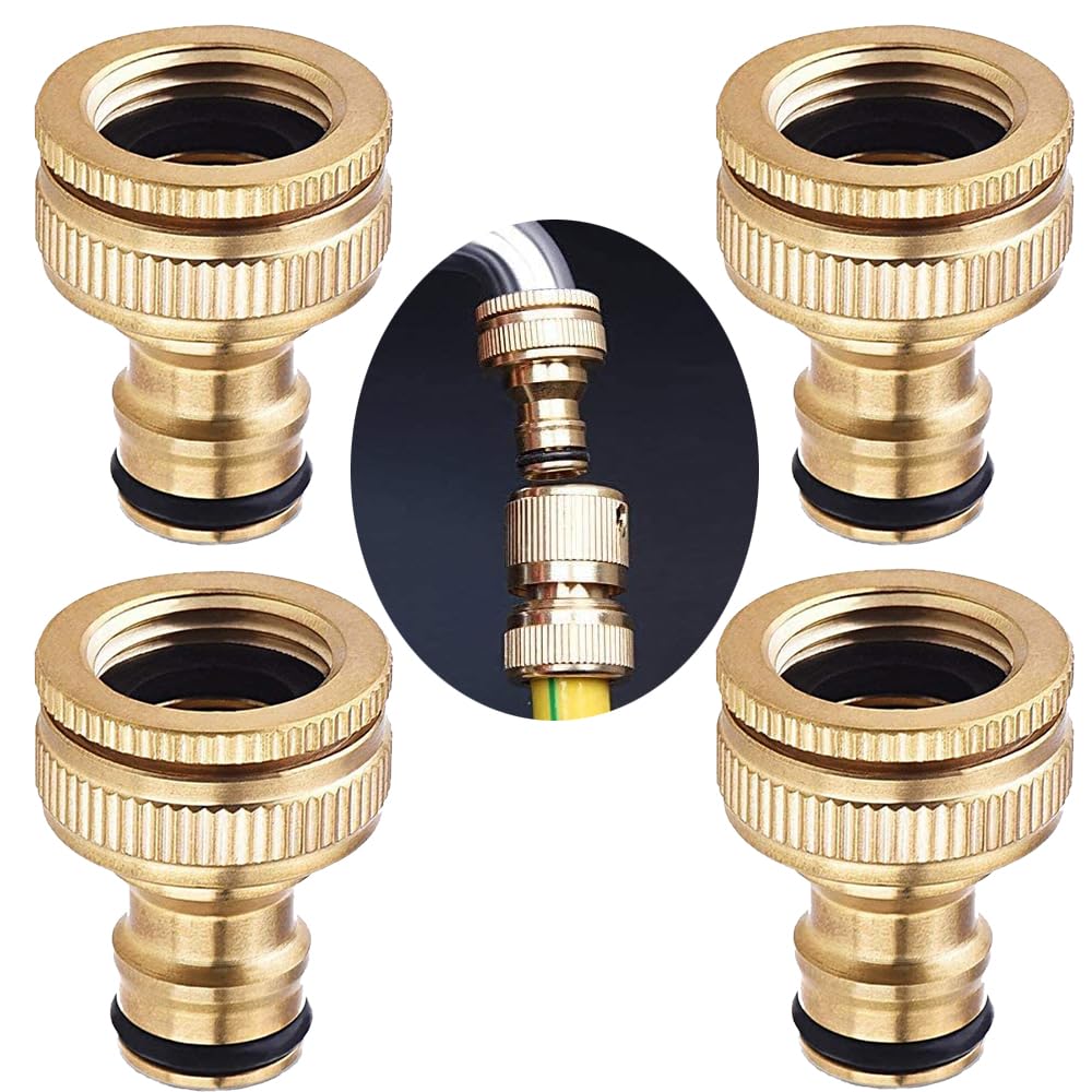 Uni-Fine Shop Men's Uni-Fine 2-In-1 Garden Hose Quick Connector Kit - Brass, 12 & 34 Inch, Nozzle, Kitchen & Outdoor Use