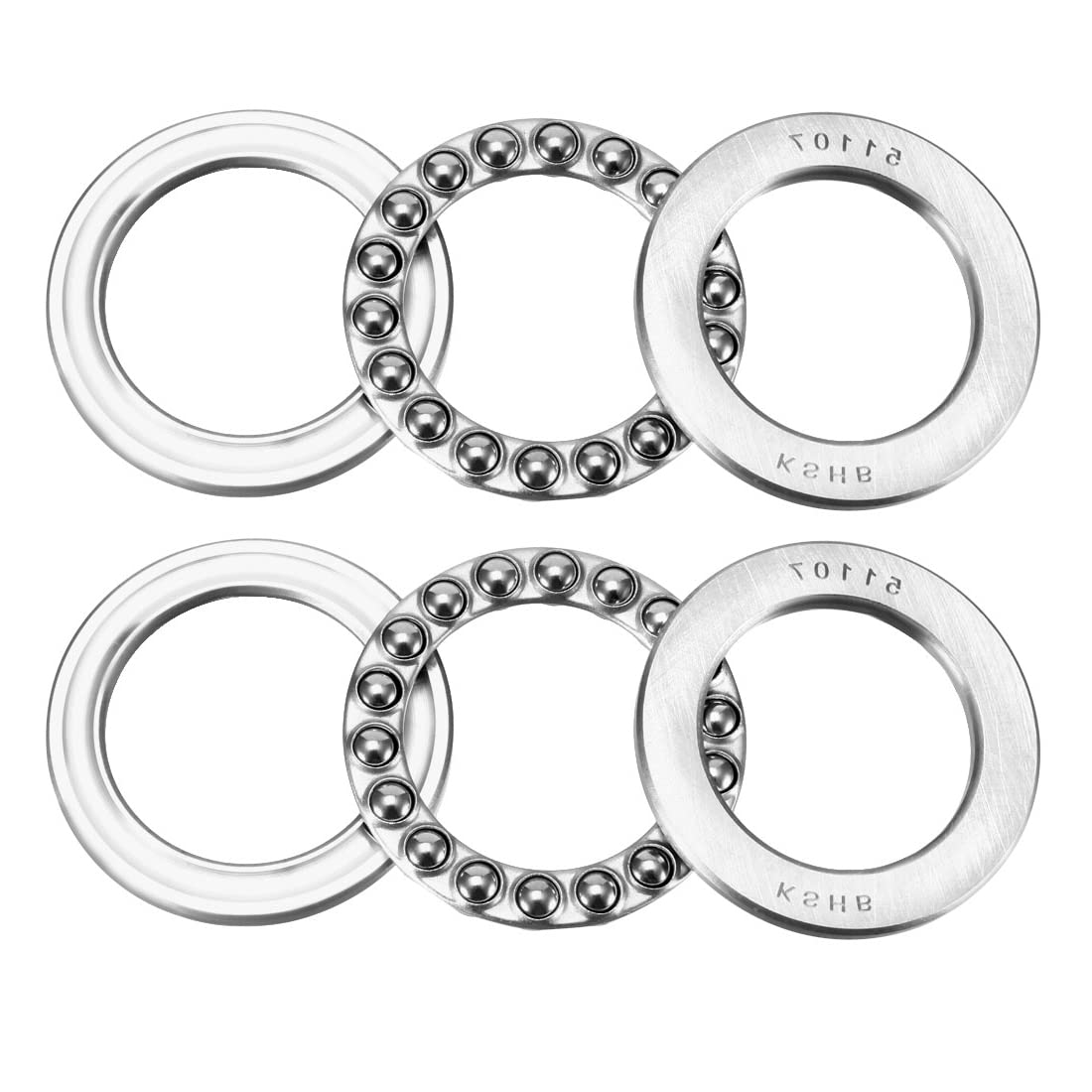 Cuscinetti Assiali A Sfera 51107 - 35x52x12 Mm, ABEC3, Acciaio Cromo, 2 Pezzi, Carico 20.4 KN - Foto 3