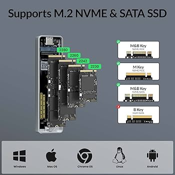 Amazon.com: SETMSPACE M.2 Enclosure, 10 Gbps NVMe Enclosure and