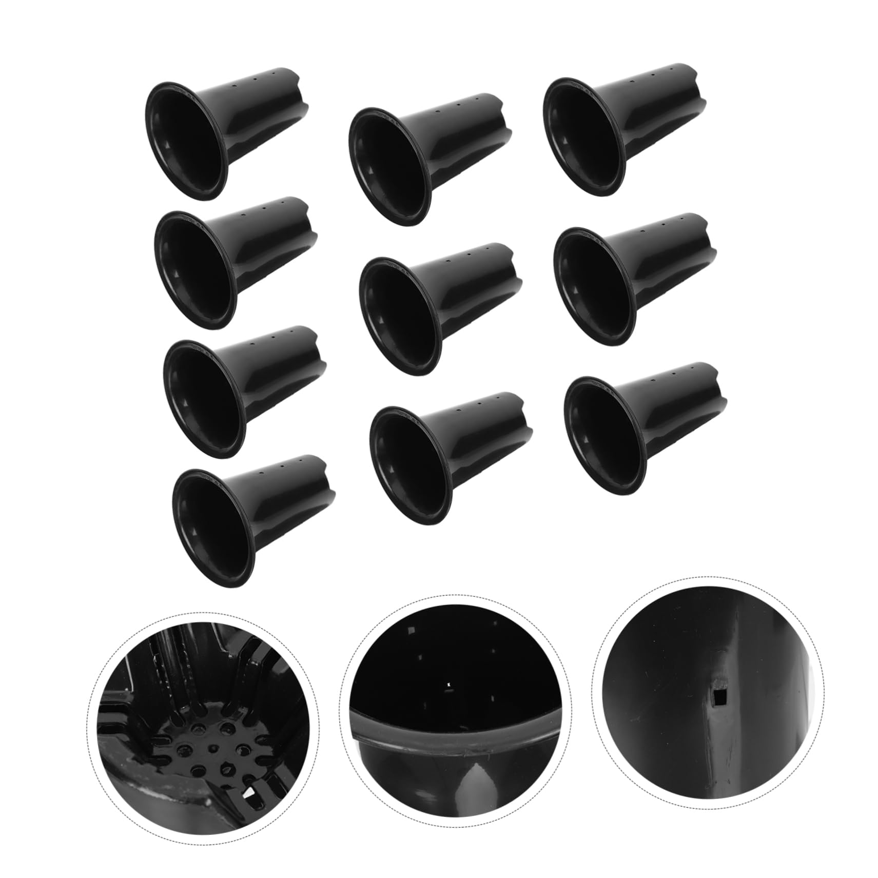 Toyvian Lot de 10 Pots D’orchidées Respirants 6 Pouces Noirs Trous De Drainage pour Balcon Et Jardin, Pot Plastique Haute Perméabilité Contrôle Racinaire Et Croissance Saine des Plantes