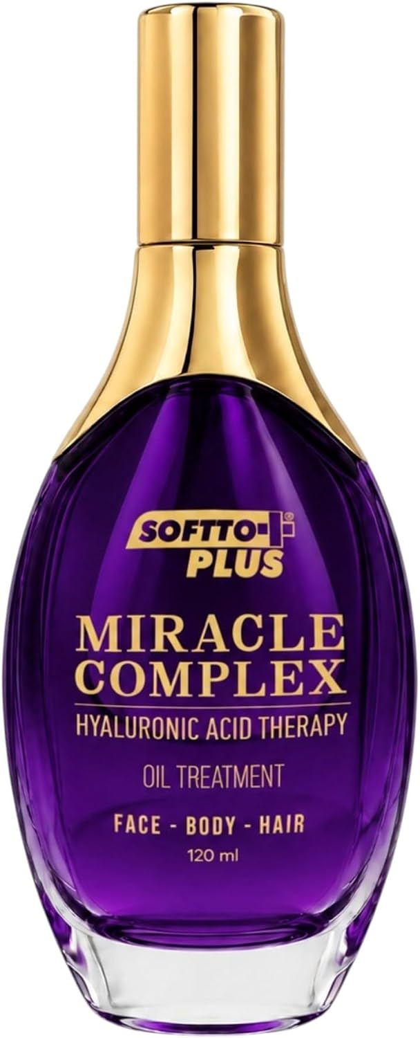 Softto Plus Miracle Complex olejek pielęgnacyjny 3 w 1 do twarzy, ciała i włosów, z hialuronowym olejkiem arganowym, olejkiem jojoba, olejkiem makadamia i innymi olejami roślinnymi, łatwa pielęgnacja