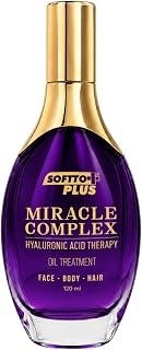 Softto Plus Miracle Complex | 3-i-1 vårdolja för ansikte kropp och hår | Med hyaluron arganolja jojobaolja macadamiaolja och andra vegetabiliska oljor | lätt vård | 120 ml