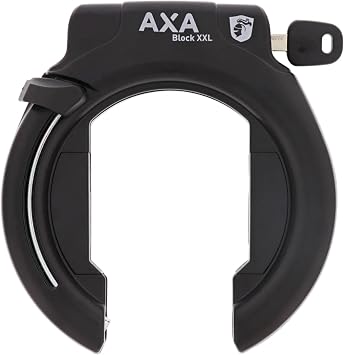 AXA Block XXL Ring Bike Lock, Heavy-Duty Retractable Rear Wheel Frame Lock with 56 mm 2.2" Extra-Wide Opening, Anti-Theft Security System for Bicycles, City Cruisers, Commuter, and E-Bikes