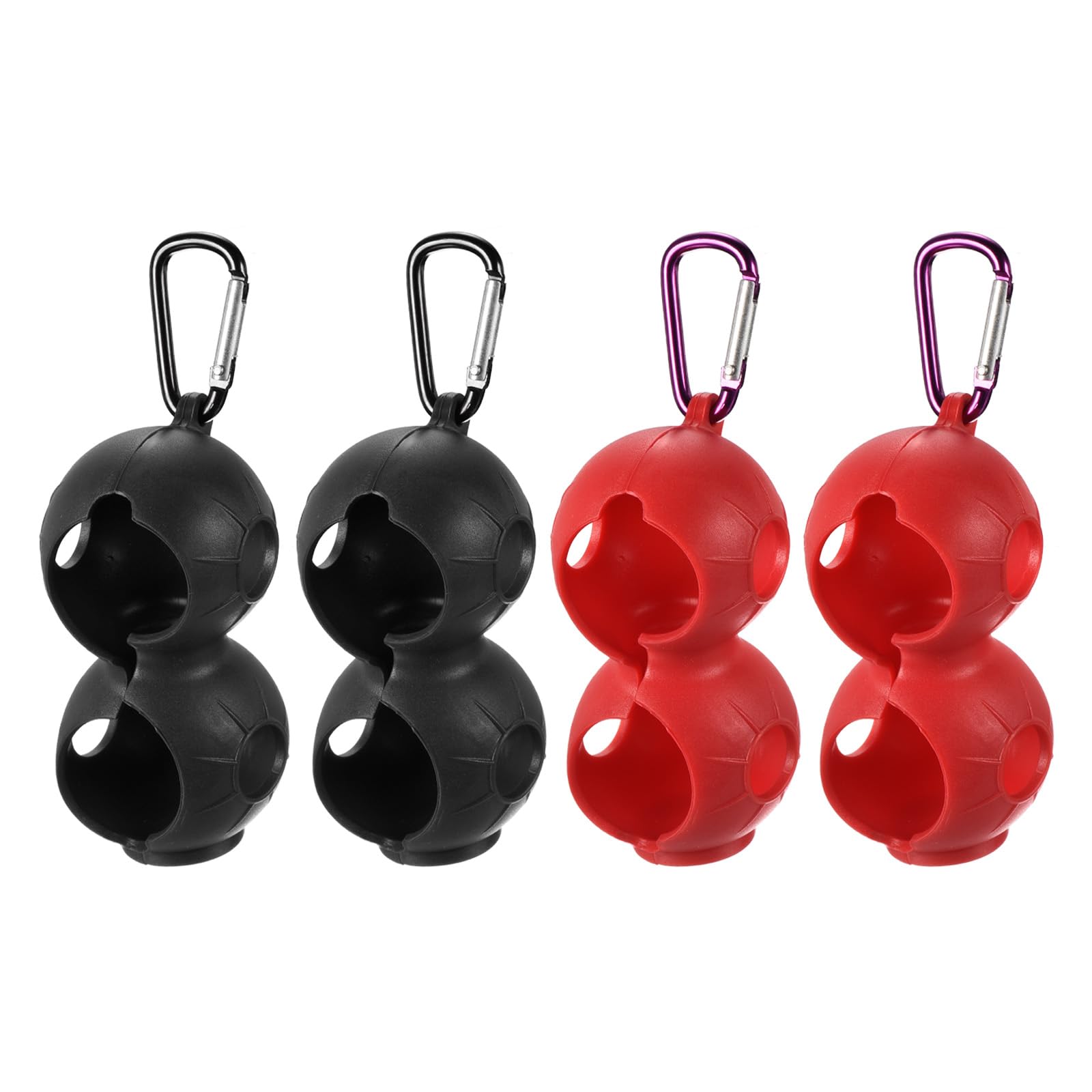 PATIKIL Golf Ball Holder, 4 Pack Silicone 2 Balls Carrier Protective Portable Sleeve with Buckle for Golf Bag Belt Red, Black