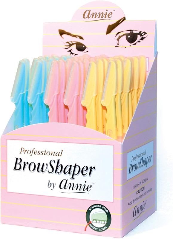 Annie Modelador de Sobrancelhas com Lâmina de Aço Inoxidável, Cores Sortidas, Pacote com 36