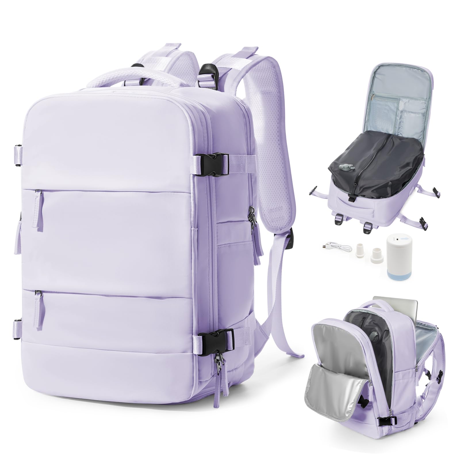 Cabin Bags for Travel, Underseat Carry on Hand Luggage Backpack for Women Airplane Approved Travel Backpack Personal Item Travel Bag 14 inch Laptop Backpack for Business Casual Work Beige — view 35