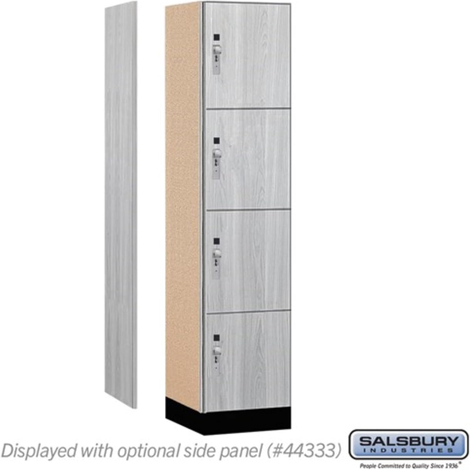 Salsbury 18" Wide Premier Wood Locker-Four Tier-1 Wide-6 Feet High-18 Deep-Silver Teak-Silver Hasps