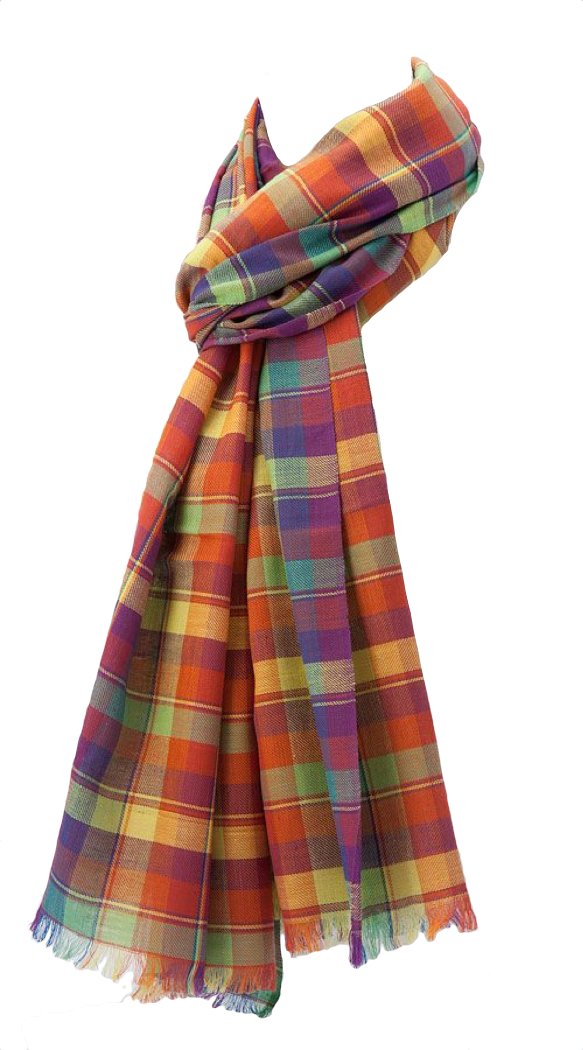 The Olive House Men's Multicoloured The Olive House® Rainbow Tartan Fair Trade Scarf