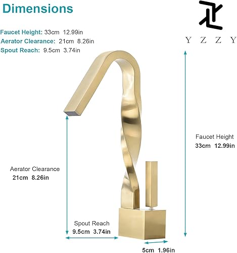 Miniatura 6 de Grifos de baño cepillados, grifo dorado para fregadero de cocina con un solo agujero, grifo de fregadero de latón de una sola manija mezclada con