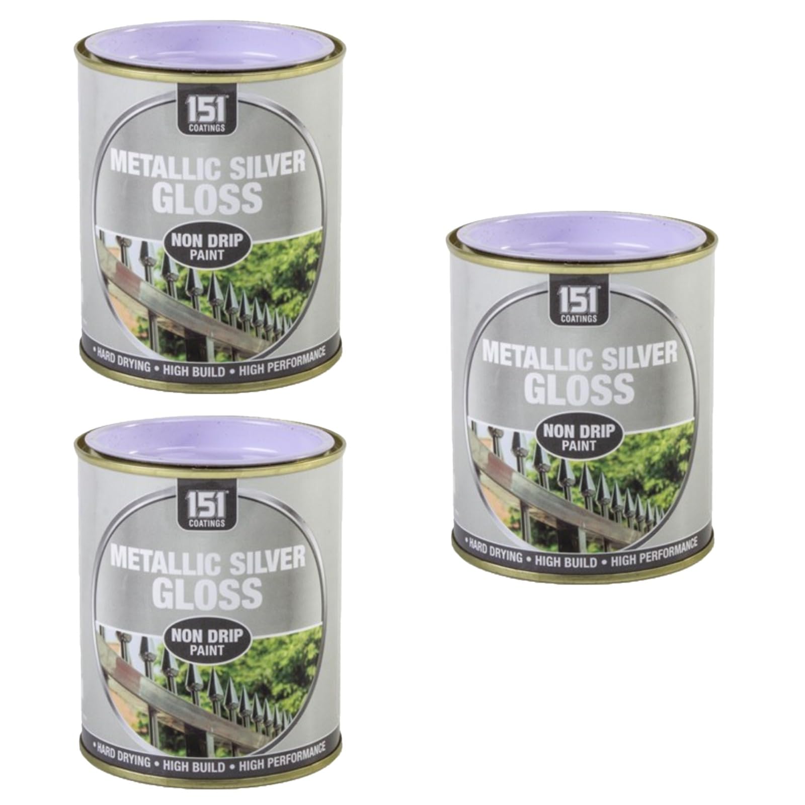 Sdmax 3Pcs Metallic Silver Non-Drip Paint, Durable And Gloss Finish, Hard Drying, Long Lasting Performance, Non-Cracking, Ideal Use For Interior And Exterior Use, 300Ml Tin (3Pcs)