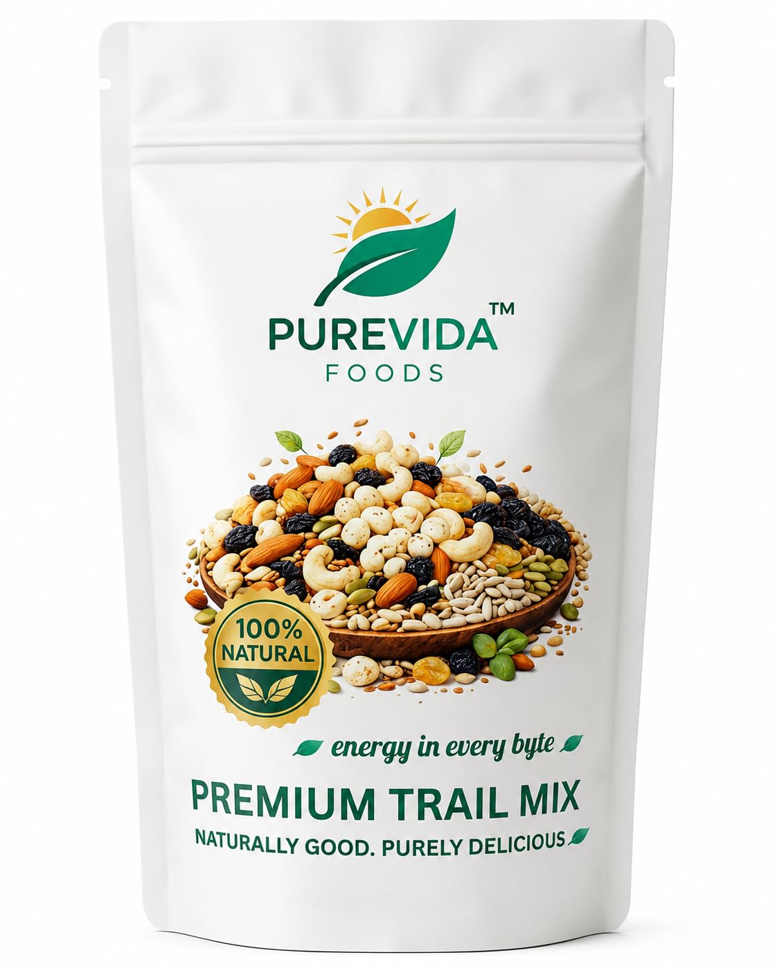 Pure Vida Foods Premium Trail Mix | Healthy Dry Nuts, Seeds & Raisins 250g | 100% Natural | High Protein | No Added Preservatives-image-1