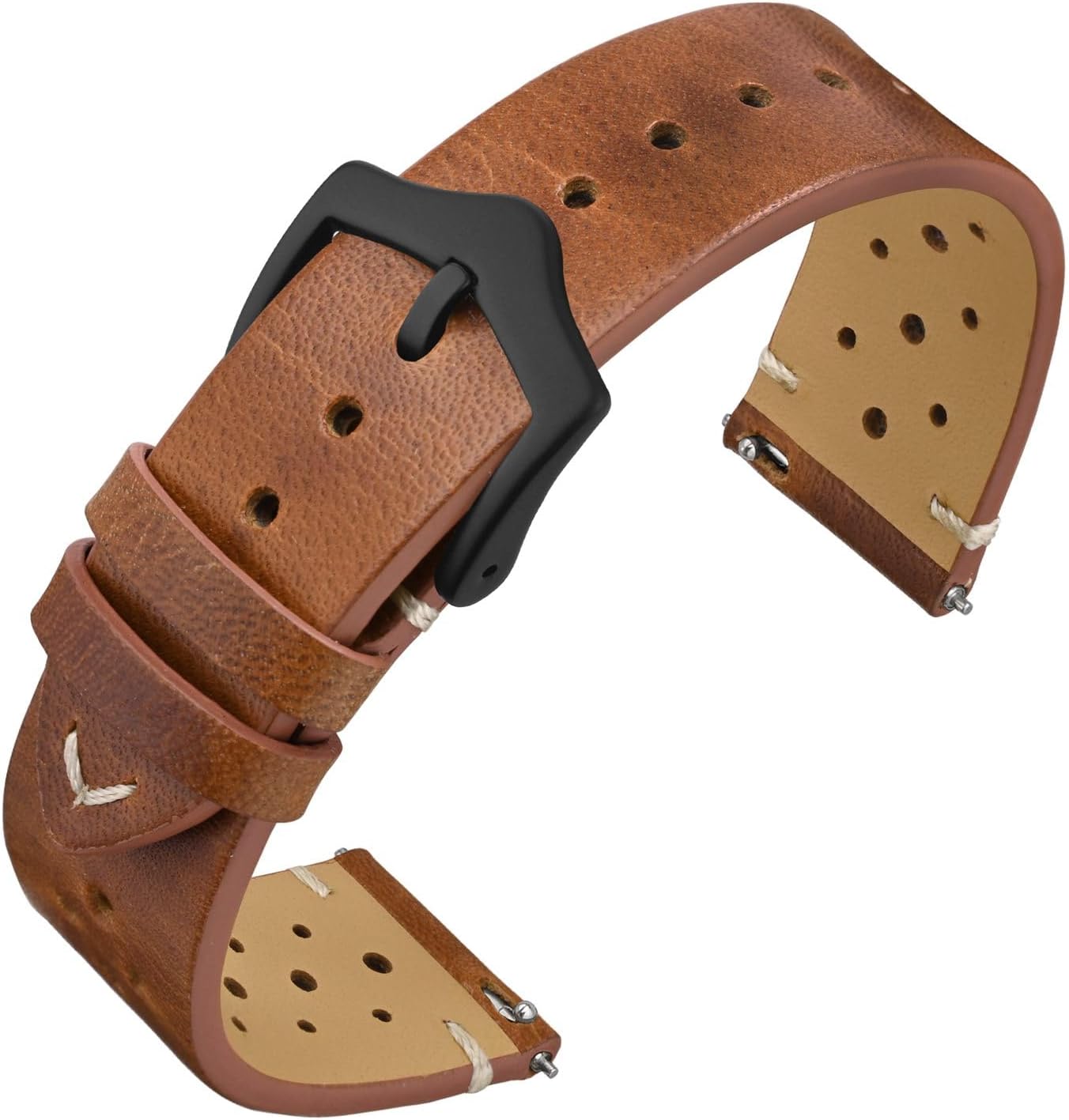 ANNEFIT Vintage Leather Watch Strap, Quick Release Watch Bands for Men and Women, Choice of Width 18mm 19mm 20mm 22mm