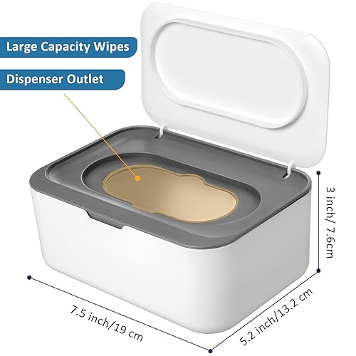 Miniatura 2 de Dispensador de toallitas para bebé, 3 piezas, con diseño de sellado, caja recargable que mantiene las toallitas frescas, fácil de abrir y cerrar