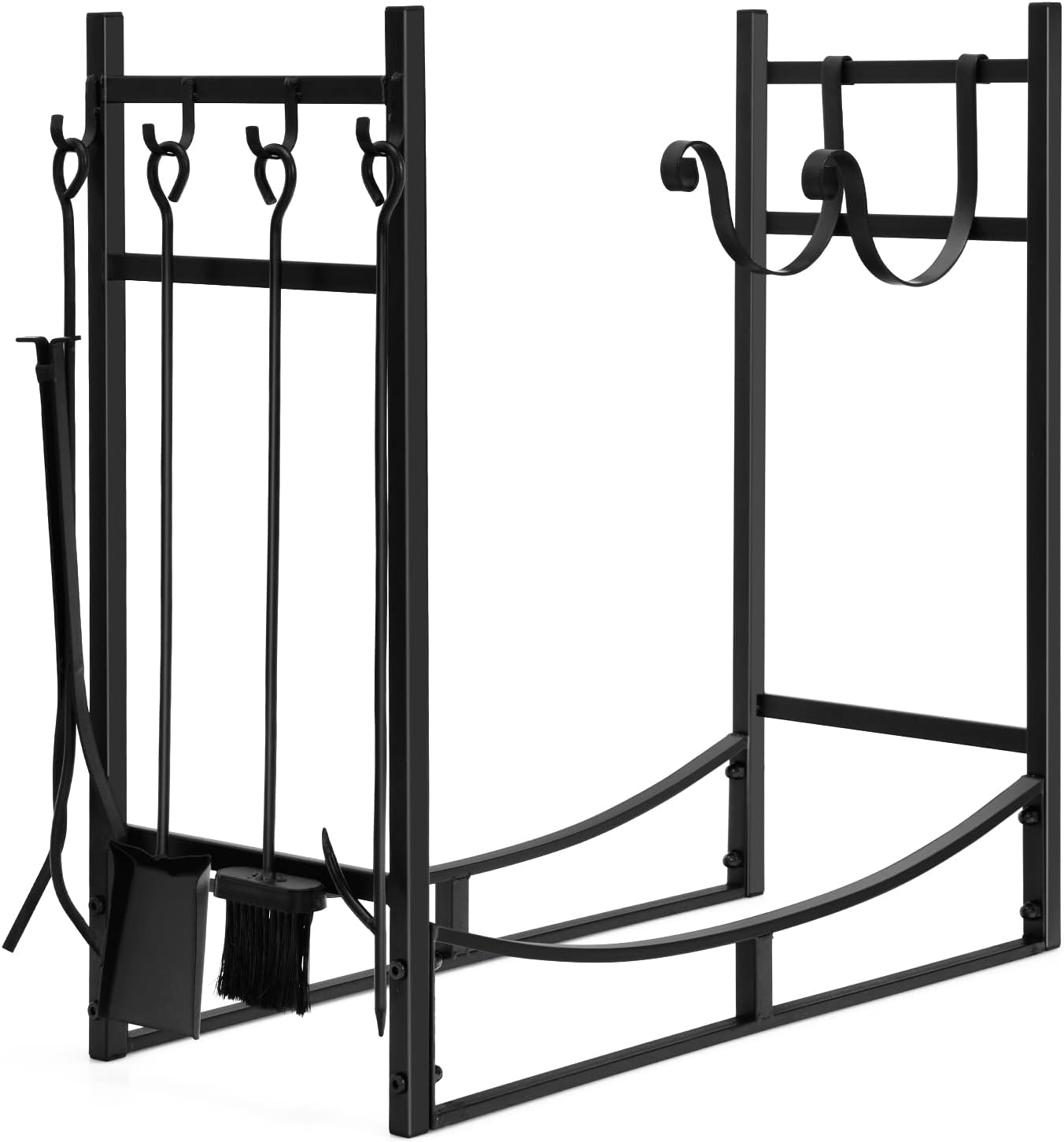 Goplus Firewood Rack with Tool Set, 30” Fireplace Log