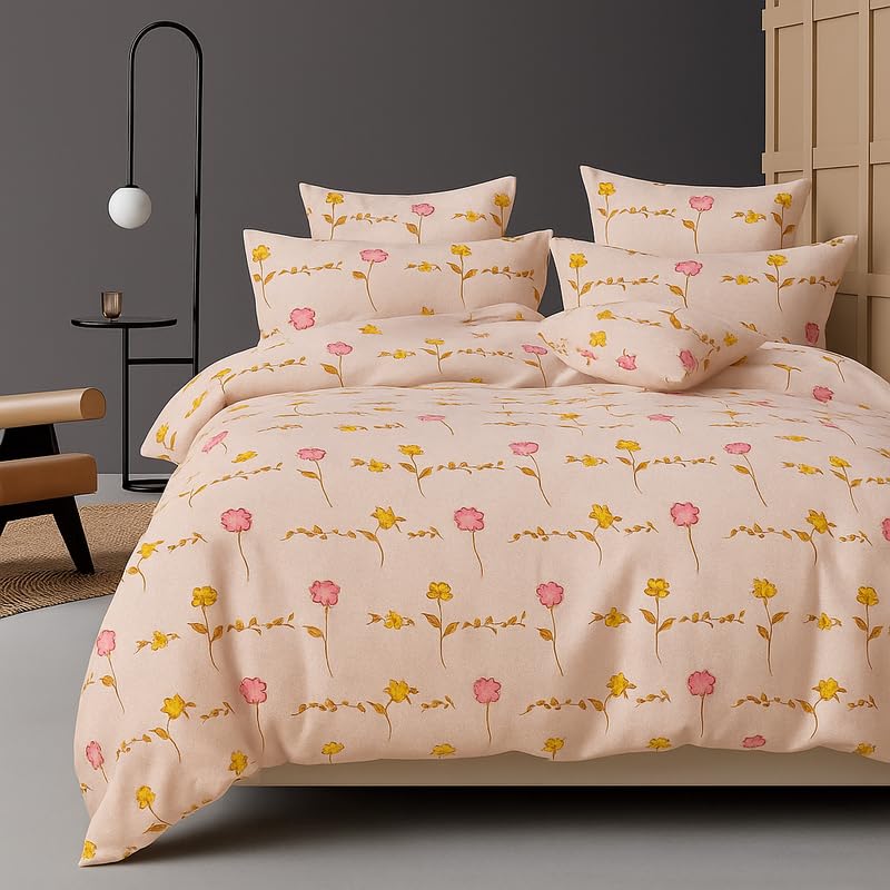 BSB HOME 300 TC Microfiber XXL Soft Cotton Super King Size Bedsheet for Double Bed, King Size 108 Inches X 108 Inches, 9 Feet, 275 X 275 cm with 2 Large Size Pillow Covers - Rose Pink - Rose Pink