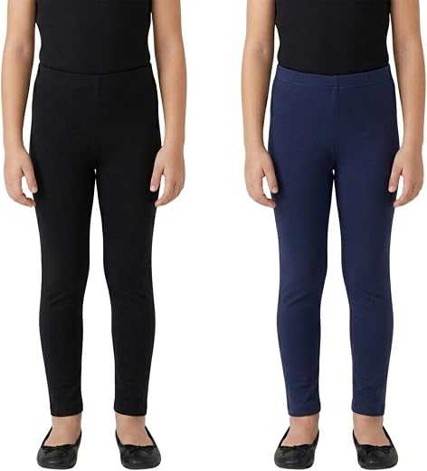 IANDT Girls Leggings Pack of 2 | Super Soft Stretchable Fabric | Full Length Slim Fit | Perfect for School, Casual & Every...