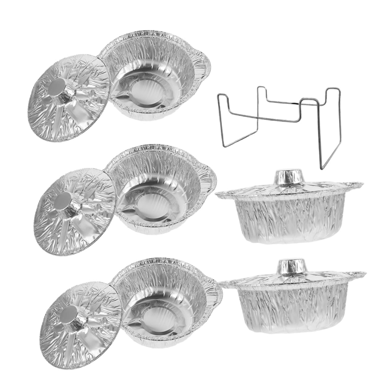 Parliky 1Set Aluminum Foil Pots Disposable Baking Pans with Stand for Outdoor Bbq Camping and Picnics Lightweight Portable Sturdy Design