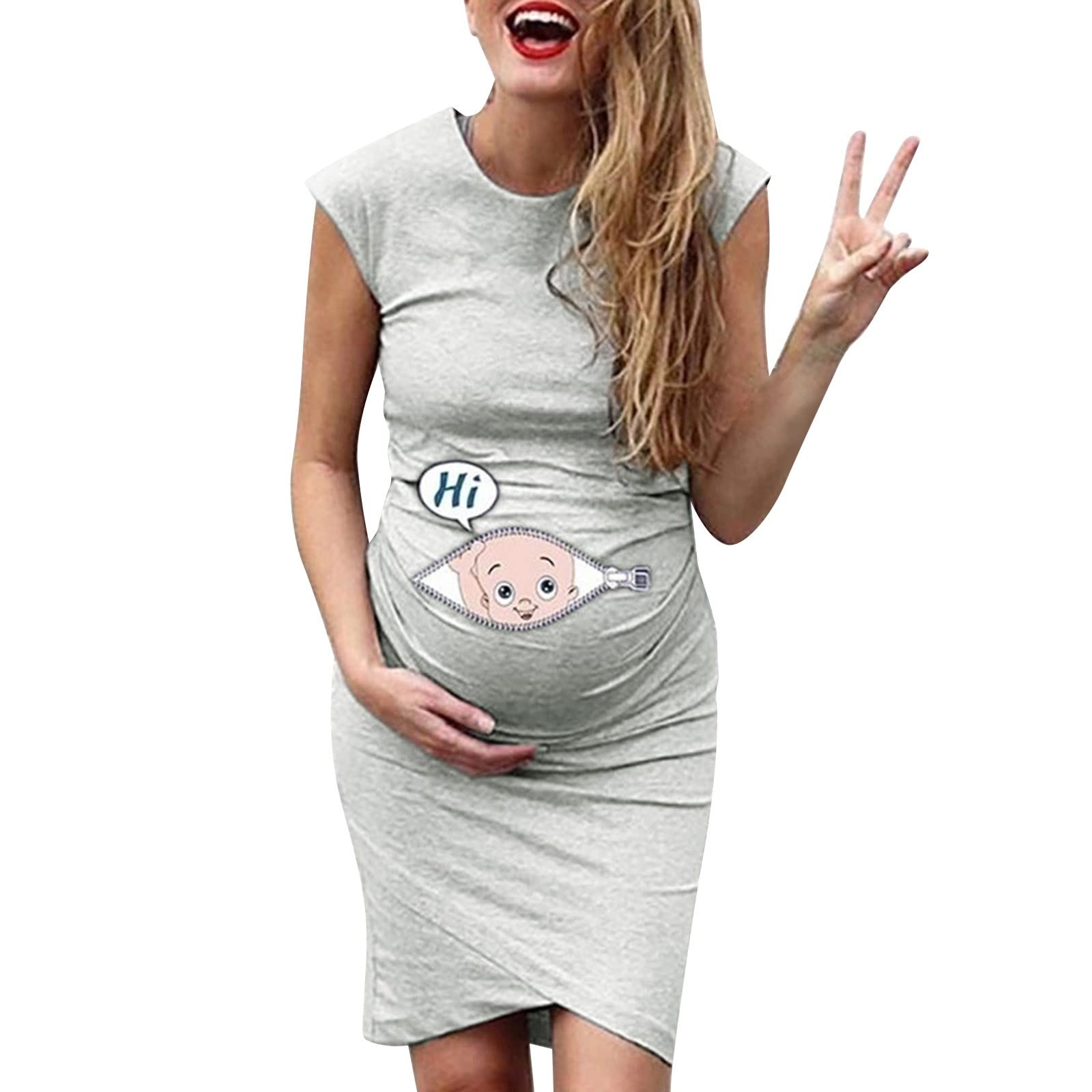 Gonne Da Donna Al Ginocchio Donne Incinta Cura Premaman Solida Gonna Da allattamento Senza Maniche Vestito Gravidanza Accessori