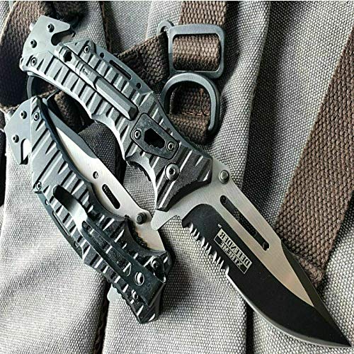 8" Military Spring Assisted Blade Pocket Knife for Men Multi Tool 3cr13