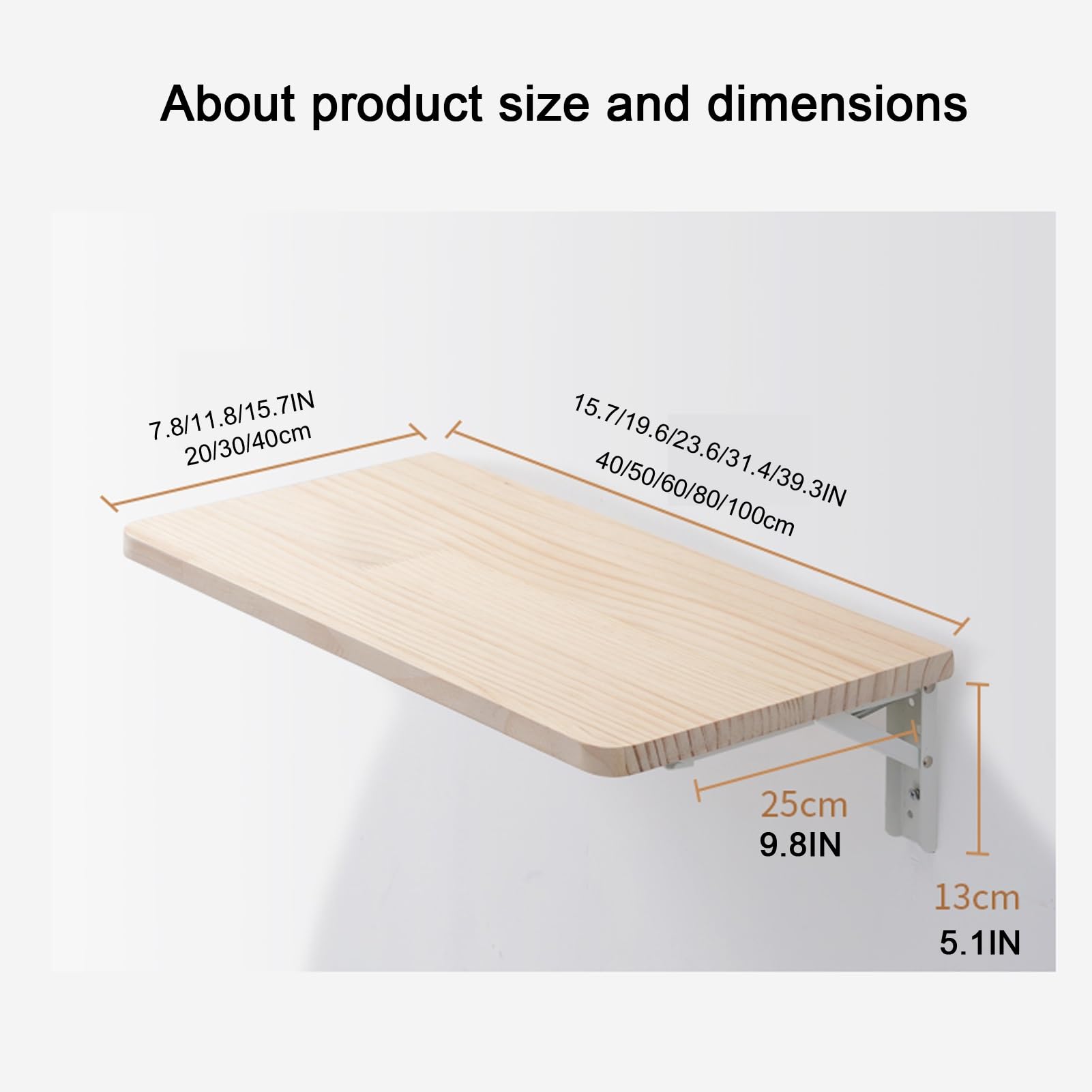 Generisch Klappbarer Wandtisch, an der Wand montierter Klapptisch, Klapptisch zur Wandmontage, hängender Computertisch aus Holz, Kleiner Holzschreibtisch für Büroküche (15,7 x 12 Zoll)