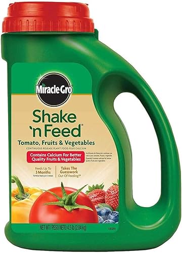 Miracle-Gro Shake 'n Feed Alimento vegetal de liberación continua con calcio para tomates, frutas y verduras, 4.5 libras (fertilizante vegetal de
