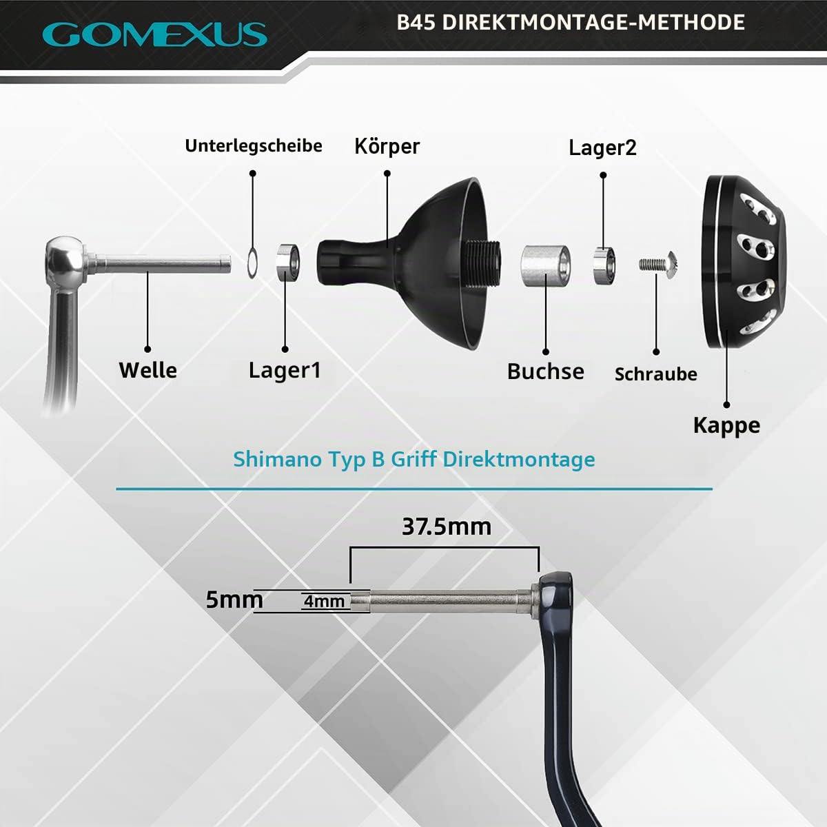 GOMEXUS 35/38/41mm Aluminium Knauf Angelrolle Passend für Shimano Stella FI Sustain FI Daiwa Certate LT Luvias Spinnrolle Kurbelknauf Direktinstallation, Power Knob Bohrinstallation für Daiwa BG