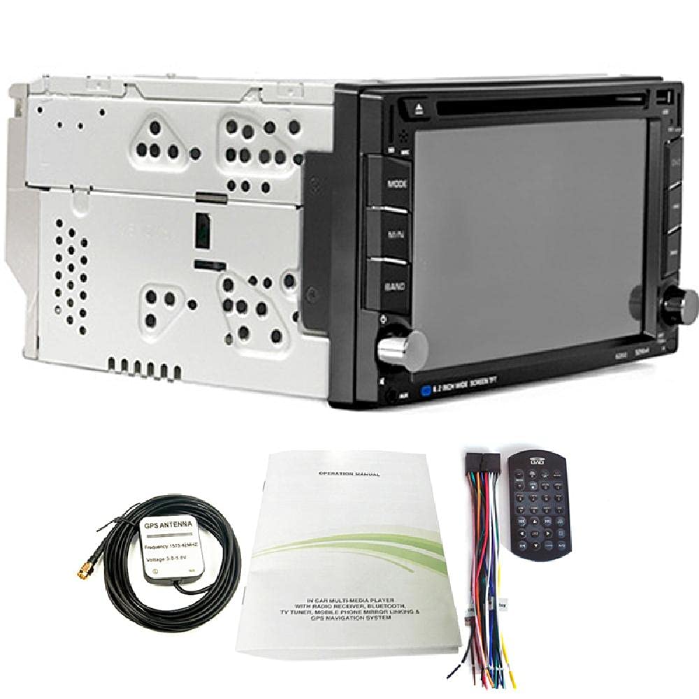 Riloer Doppio lettore DVD portatile per auto, con touchscreen digitale HD da 6,2 pollici, antenna stereo, Bluetooth integrato, microfono, chiamate in vivavoce, navigazione GPS