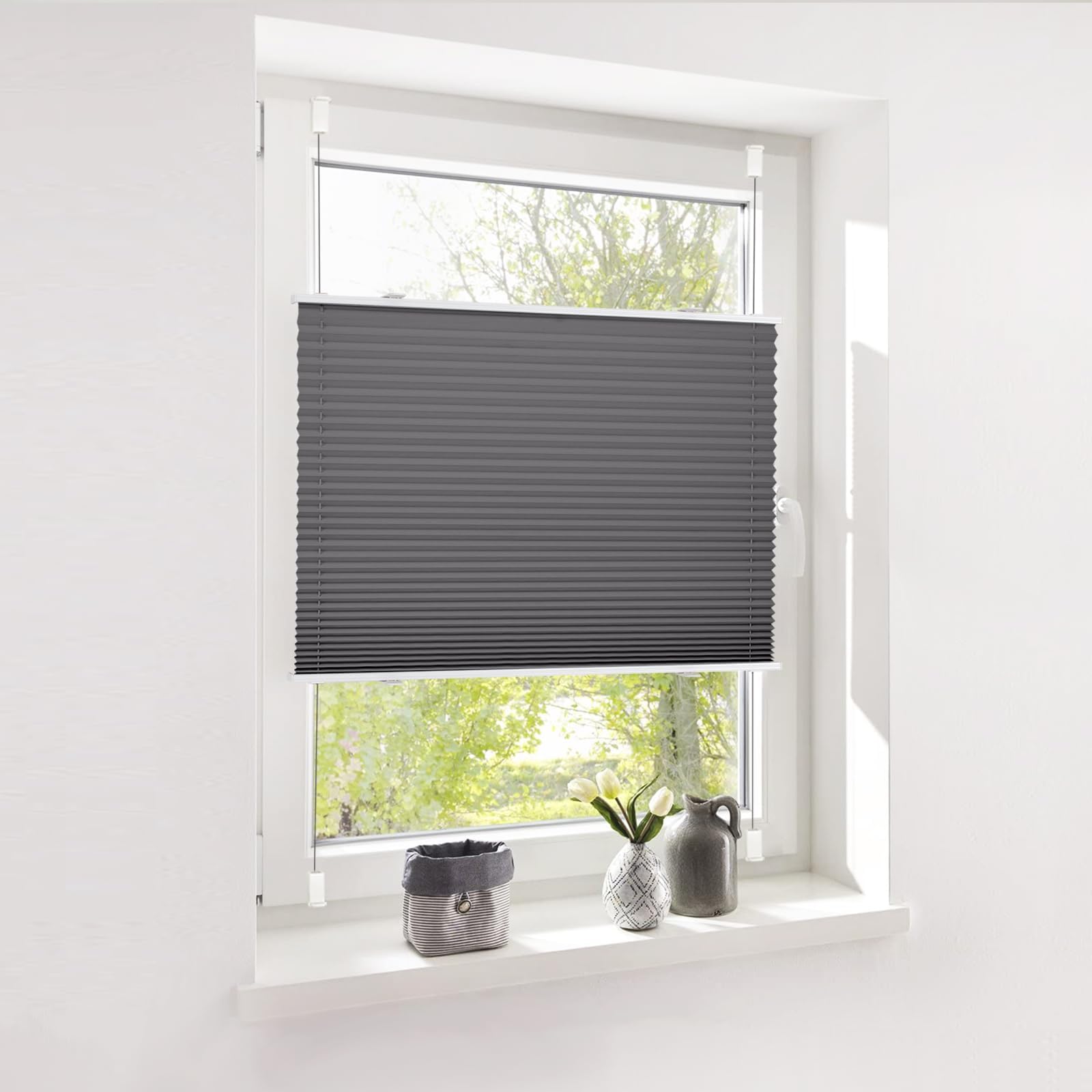 Sichtschutz-Rollo Mit Seitenzug – Blickdicht & Sonnenschützend, 35x140 Cm, Klemmfix Ohne Bohren, Für Dachfenster, Aus Polyester, Farbe Beige
