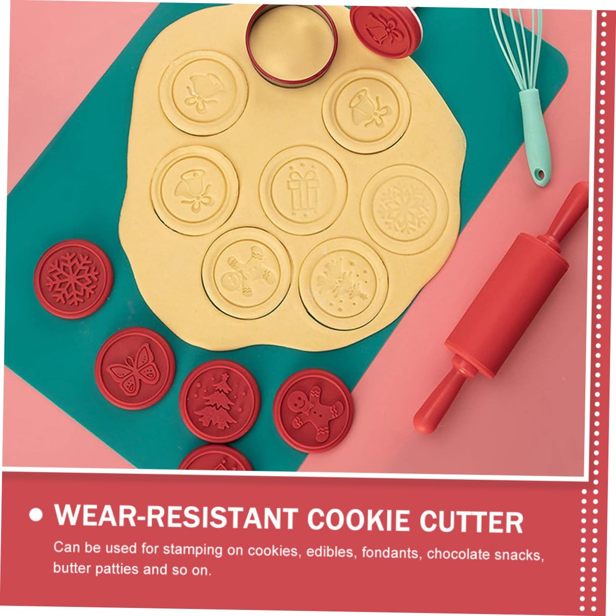 Alipis 5 Sätze Cookie-Stempel Kuchenschablonen Weihnachtsplätzchen Keksstempelform weihnachts backform weihnachts plätzchenformen Keks Zubehör Ausstecher aus Silikon Kieselgel rot