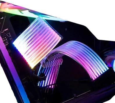 ARGB PSU Power Supply Extension Cable RGB ATX 24Pin PCIE GPU 8Pin Cord Motherboard RGB Extension Cable(24Pin Black)