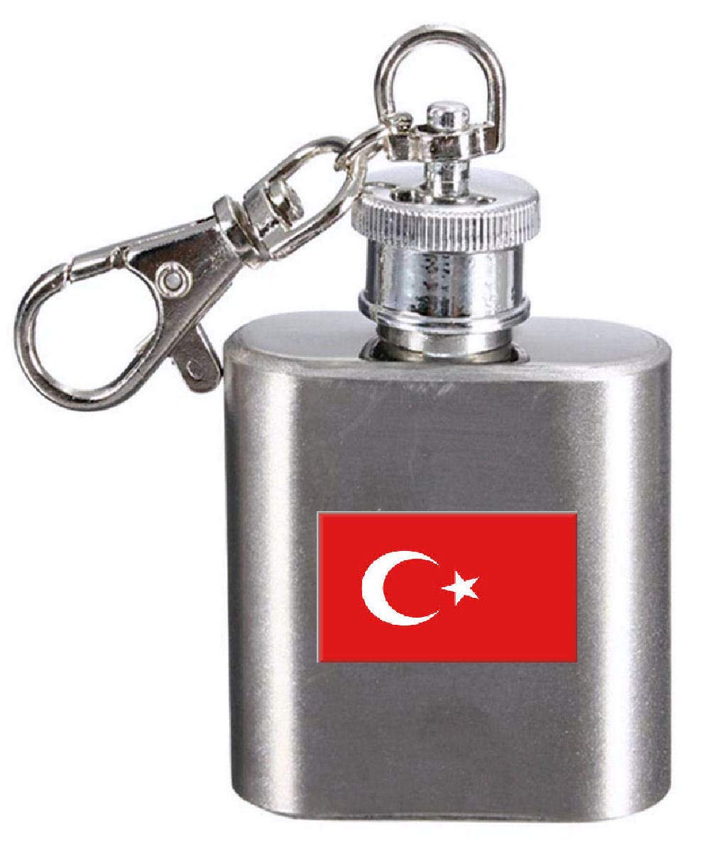 Flasque porte-clés Turquie gravée, mini flacon de poche en acier inox