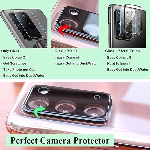 Miniatura 2 de Protector de cámara Note 20 (no para Ultra), paquete de 2, protector de pantalla de vidrio templado HD cobertura completa antiarañazos protección