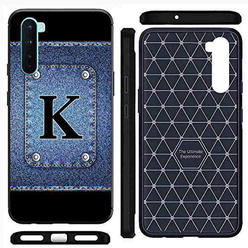 Image of Amazon Brand - Solimo Designer Button Jeans Alphabet-K Printed Soft & Flexible Hybrid Back Case Mobile Cover for OnePlus Nord