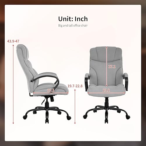 Miniatura 3 de Silla de oficina grande y alta, asiento ancho de 500 libras, silla de escritorio con brazos de apoyo lumbar, respaldo alto, piel sintética, silla