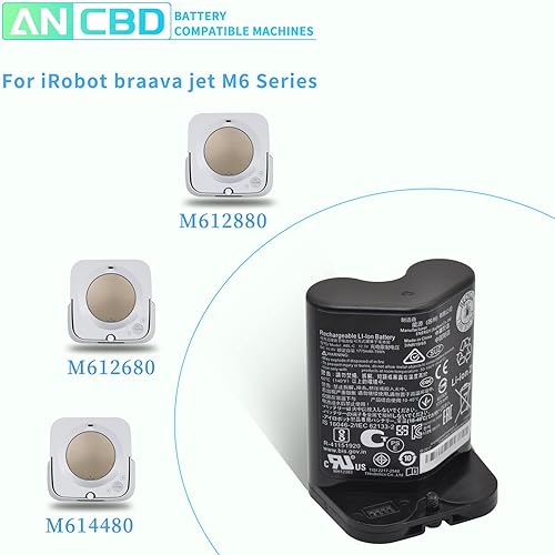 Miniatura 5 de ABL-C - Batería de iones de litio de repuesto para iRobot Braava Jet M6 Series M611020 M612880 M612680 M614480 6100 Ultimate Robot Mop 10.8V